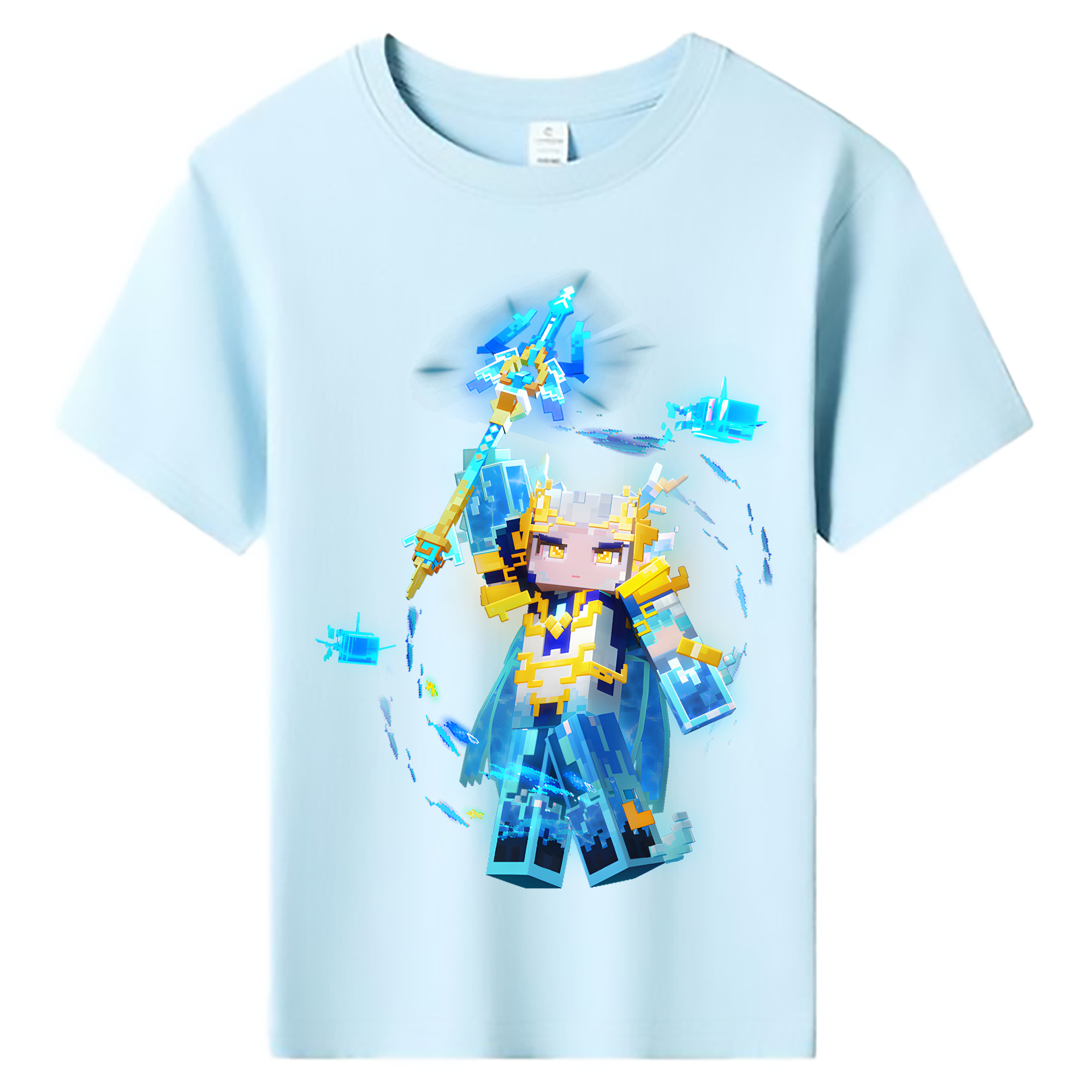 （画像用） マインクラフト ブロックの世界 Minecraft MC Block world 綿100％キッズTシャツ（フロントプリント）
